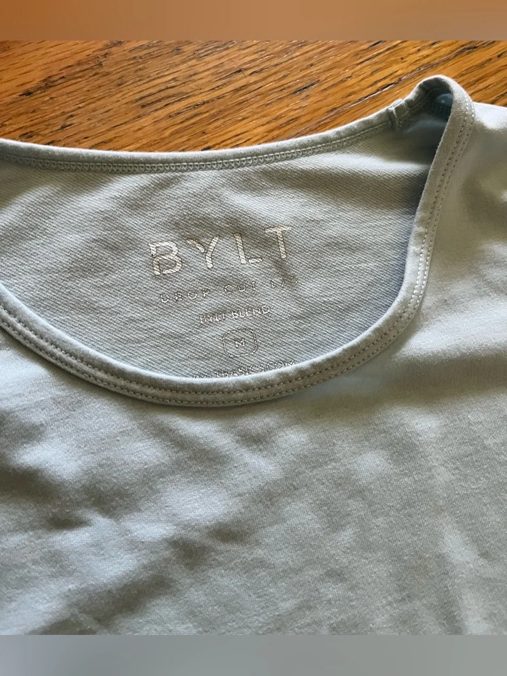 BYLT Basics Long Sleeve Tee in Mint Green/blue and Light Taupe